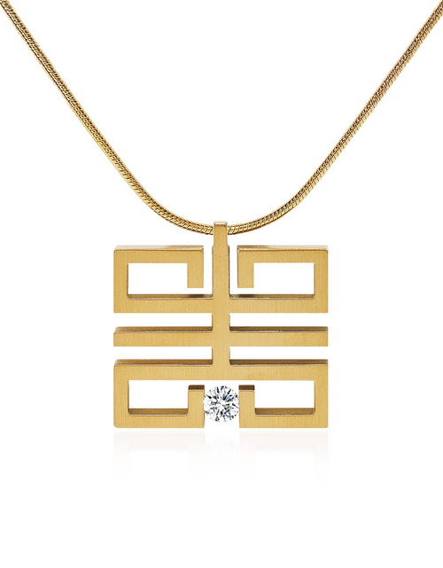 Load image into Gallery viewer, PT114G B.Tiff Gold Feliĉo Pendant by B.Tiff New York
