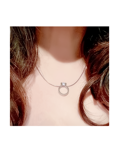 Load image into Gallery viewer, PT117W B.Tiff 1 CT Tension Ring Pendant Necklace by B.Tiff New York
