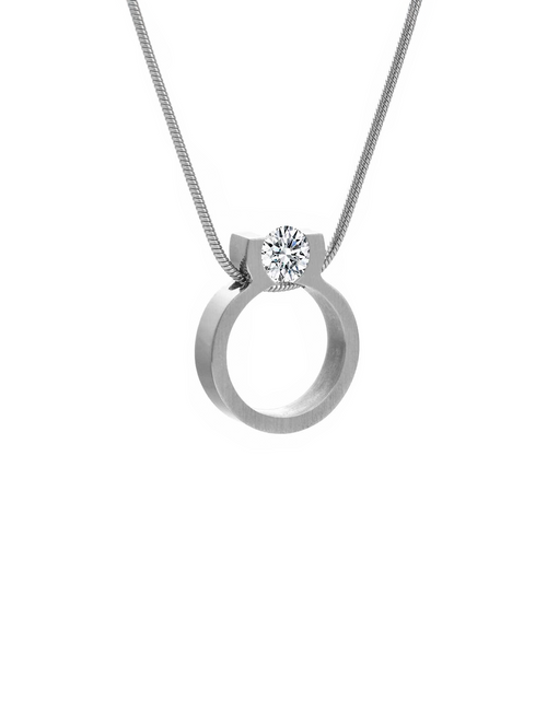 Load image into Gallery viewer, PT117W B.Tiff 1 CT Tension Ring Pendant Necklace by B.Tiff New York

