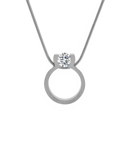 Load image into Gallery viewer, PT117W B.Tiff 1 CT Tension Ring Pendant Necklace by B.Tiff New York
