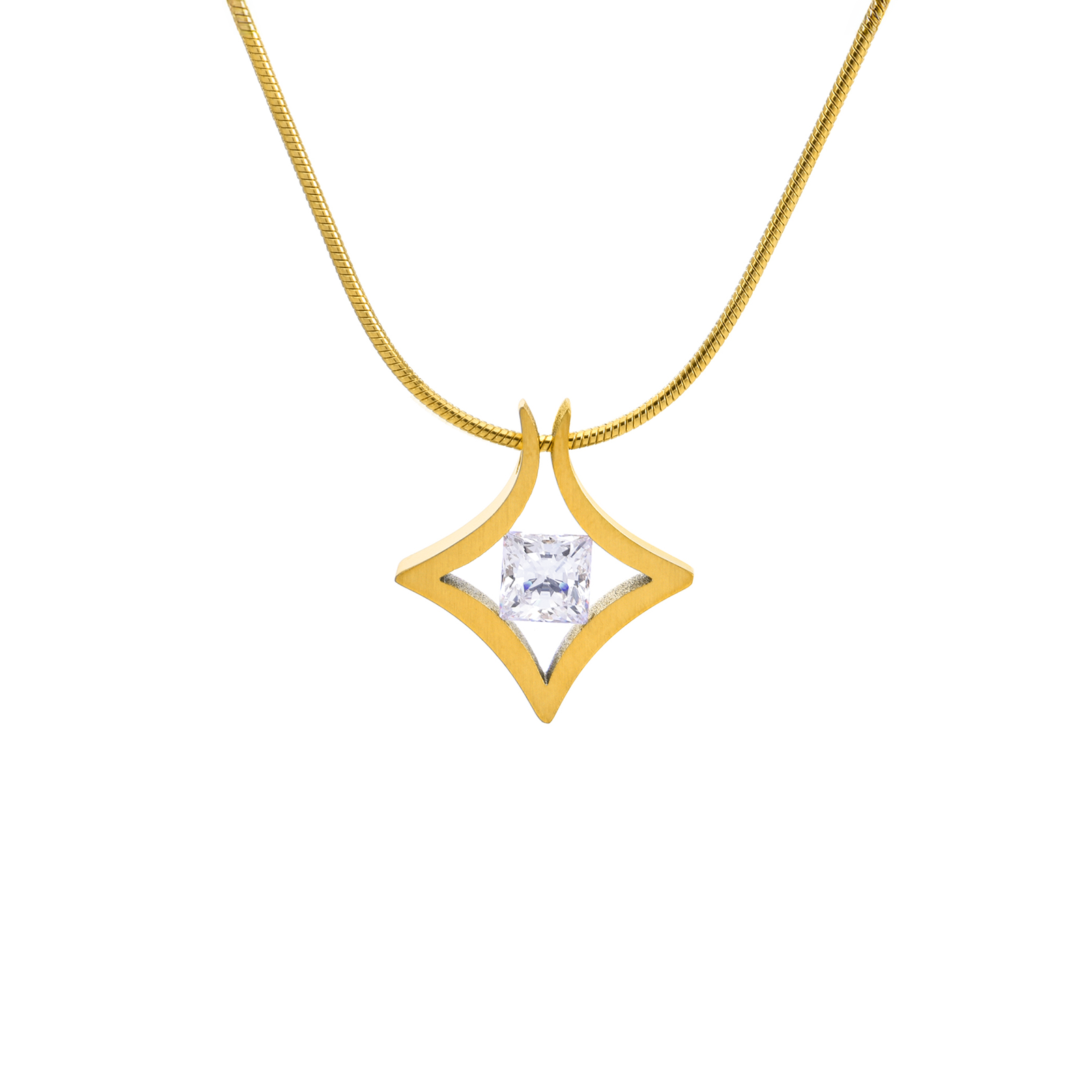 PT124G B.Tiff Gold Natal 1 ct Princess Cut Pendant by B.Tiff New York