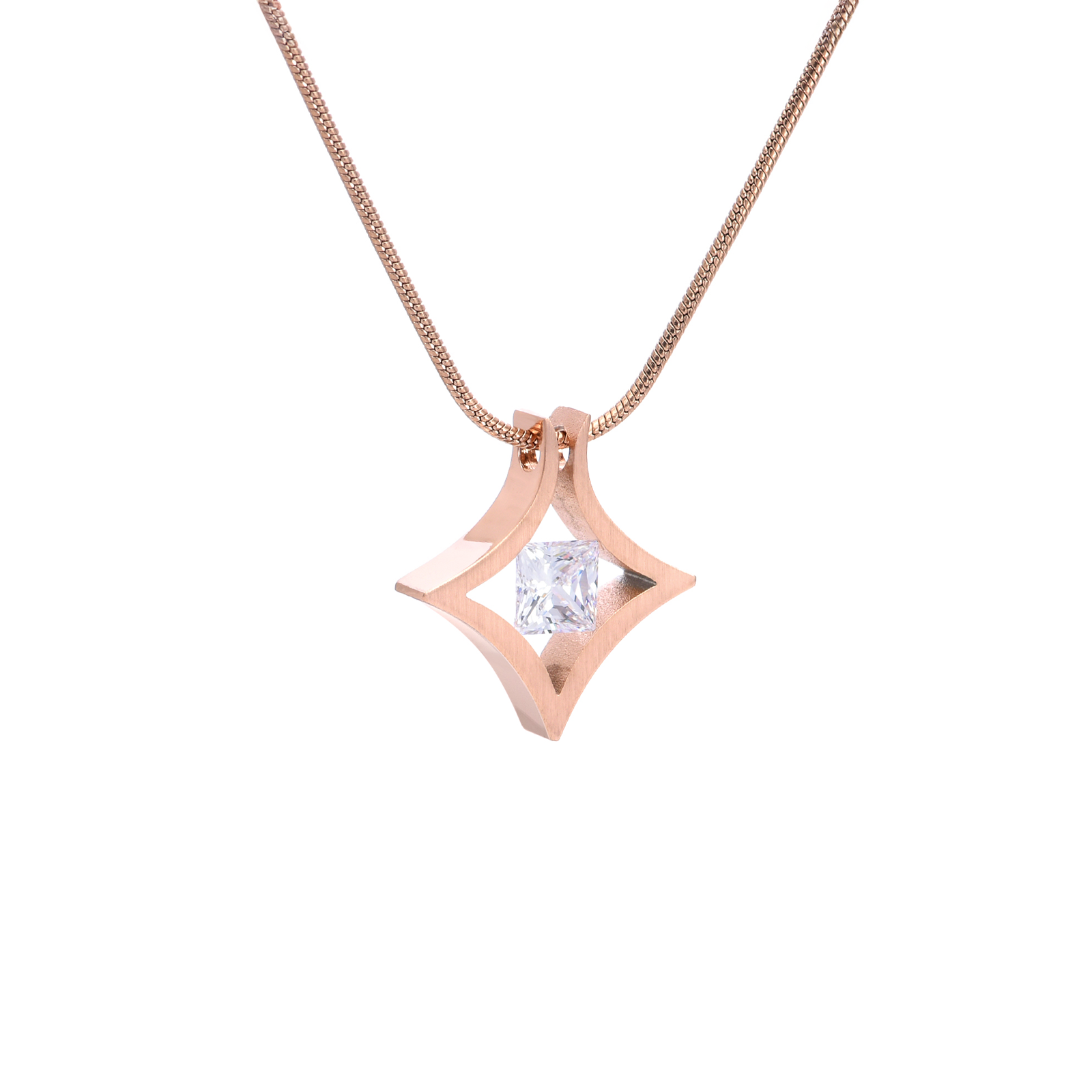 PT124RG B.Tiff Rose Gold Natal 1 ct Princess Cut Pendant by B.Tiff New York