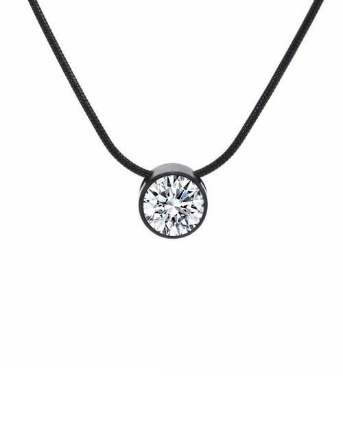 Load image into Gallery viewer, PT201B B.Tiff Black 2 ct Solitaire Pendant by B.Tiff New York
