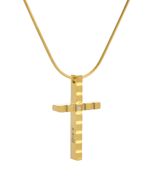 Load image into Gallery viewer, PT209G B.Tiff Gold Box Cut Cross Pendant by B.Tiff New York
