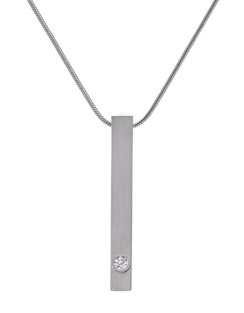 Load image into Gallery viewer, PT223W B.Tiff Supera Bar Stainless Steel Pendant Necklace by B.Tiff New York
