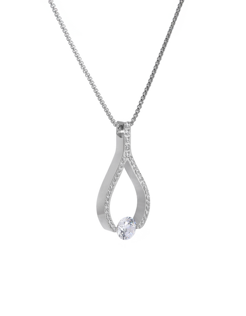 Load image into Gallery viewer, PT306W B.Tiff 1 ct Solitaire Pave Larme Pendant Necklace by B.Tiff New York
