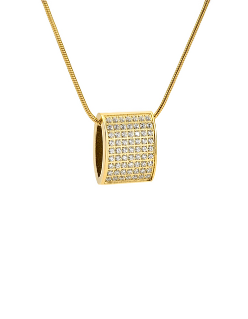 Load image into Gallery viewer, PT444G B.Tiff Gold Pavé Oreiller Pendant Necklace with Coil Chain by B.Tiff New York
