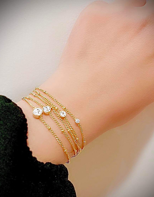 Load image into Gallery viewer, PT456G B.Tiff 8-Stone Gold Pavé Station Necklace by B.Tiff New York
