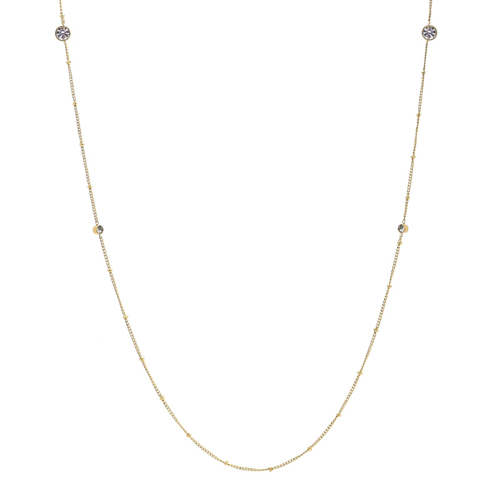 PT456G B.Tiff 8-Stone Gold Pavé Station Necklace by B.Tiff New York