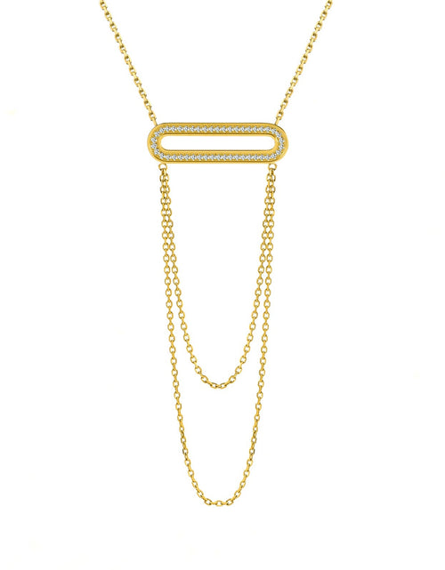 Load image into Gallery viewer, PT630W B.Tiff Pavé Double Chain Oblong Pendant Necklace by B.Tiff New York
