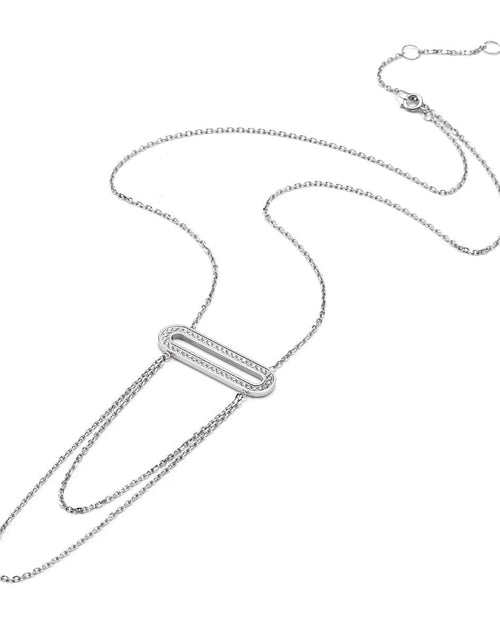 Load image into Gallery viewer, PT630W B.Tiff Pavé Double Chain Oblong Pendant Necklace by B.Tiff New York
