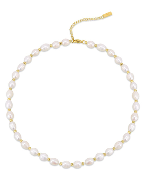 Load image into Gallery viewer, PT801G B.Tiff Gold Beads Interlaced Pearl Necklace by B.Tiff New York

