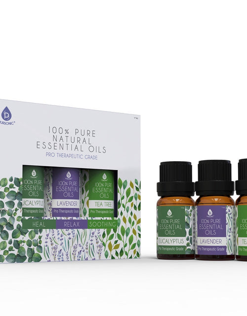 Load image into Gallery viewer, 3 pack of 100% Pure Essential Oils (Eucalyptus, Lavender &amp; Tea Tree) by Pursonic
