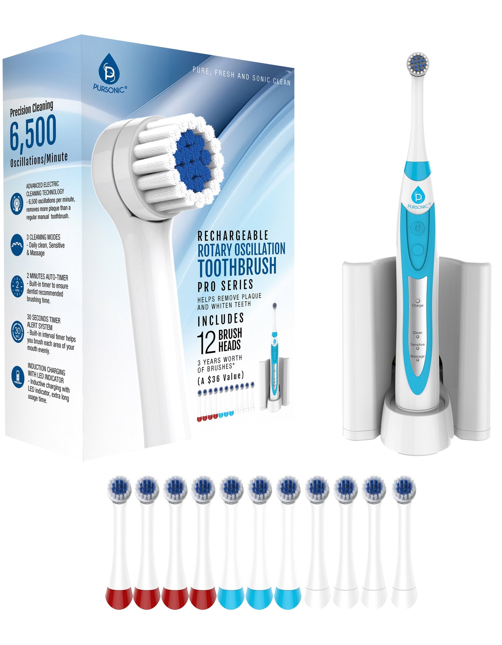Rechargeable Rotary Oscillation Toothbrush Pro Series by Pursonic