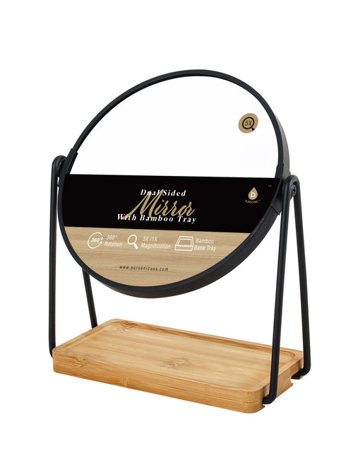 Load image into Gallery viewer, Dual Side Mirror With Bamboo Tray by Pursonic
