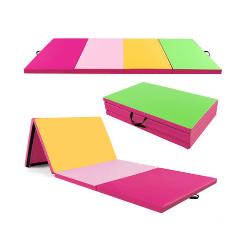 Load image into Gallery viewer, 4-Panel PU Leather Folding Exercise Mat with Carrying Handles-Green
