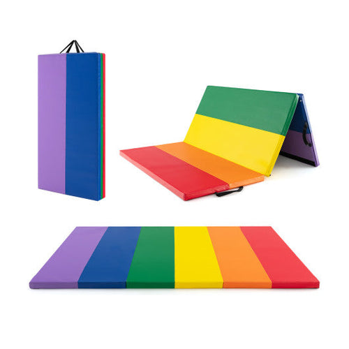 Load image into Gallery viewer, PU Leather Tri-Folding Gymnastics Tumbling Mat with Carrying Handles for Kids
