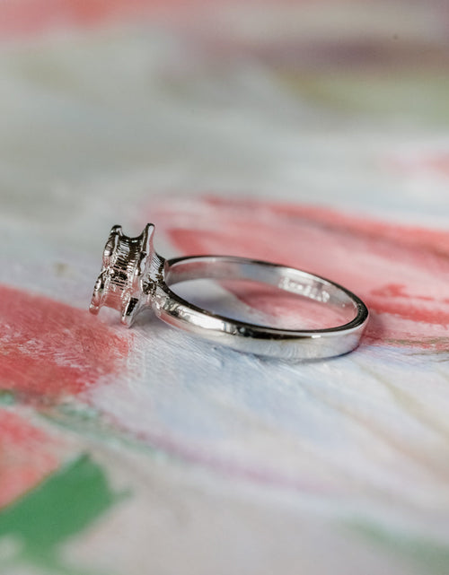 Load image into Gallery viewer, Vintage Flower Ring Clear Crystal 18k Yellow Gold Electroplated by PVD Vintage Jewelry

