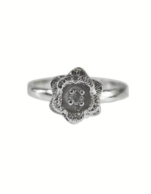 Load image into Gallery viewer, Vintage Flower Ring Clear Crystal 18k Yellow Gold Electroplated by PVD Vintage Jewelry

