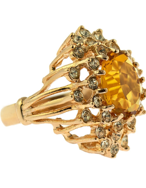 Load image into Gallery viewer, Vintage Women's Austrian Crystal Cocktail Ring 18k Gold Electroplated Birthstone Ring for Women by PVD Vintage Jewelry
