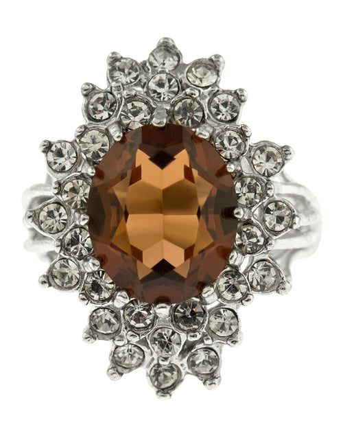 Load image into Gallery viewer, Vintage Women's Austrian Crystal Cocktail Ring 18k Gold Electroplated Birthstone Ring for Women by PVD Vintage Jewelry

