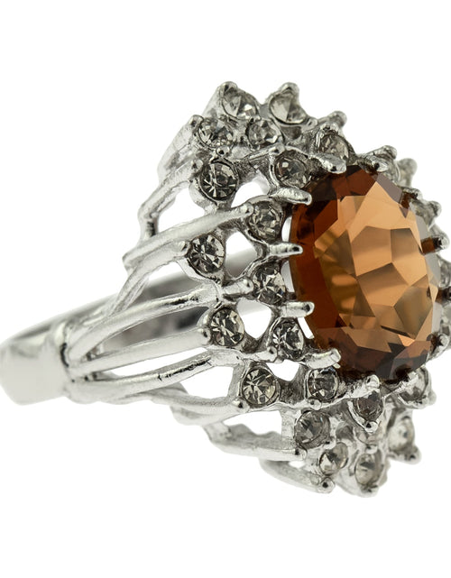Load image into Gallery viewer, Vintage Women's Austrian Crystal Cocktail Ring 18k Gold Electroplated Birthstone Ring for Women by PVD Vintage Jewelry
