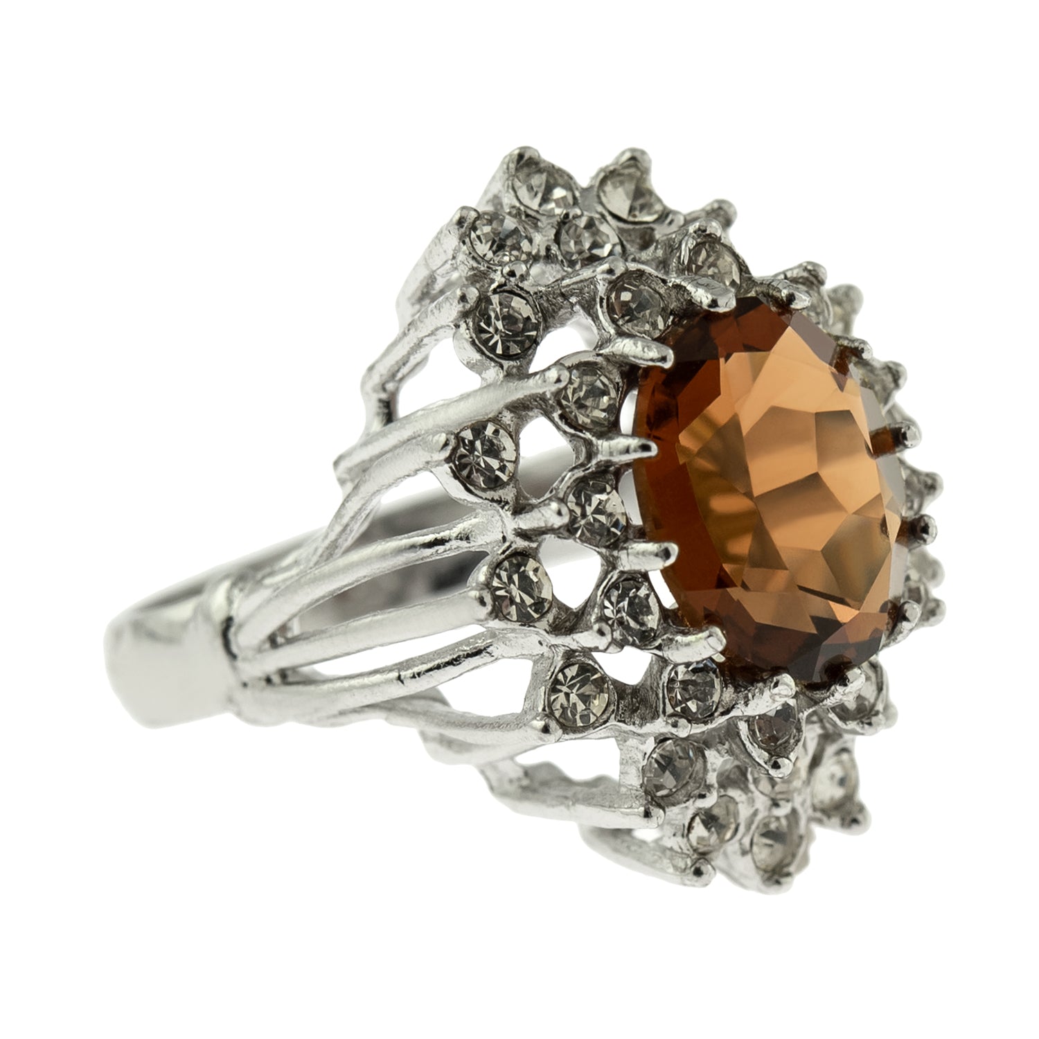 Vintage Women's Austrian Crystal Cocktail Ring 18k Gold Electroplated Birthstone Ring for Women by PVD Vintage Jewelry