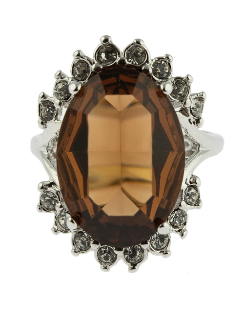 Load image into Gallery viewer, Vintage 1970's Ring Ruby and Clear Austrian Crystals 18k Yellow Gold Plated Band Made in USA by PVD Vintage Jewelry
