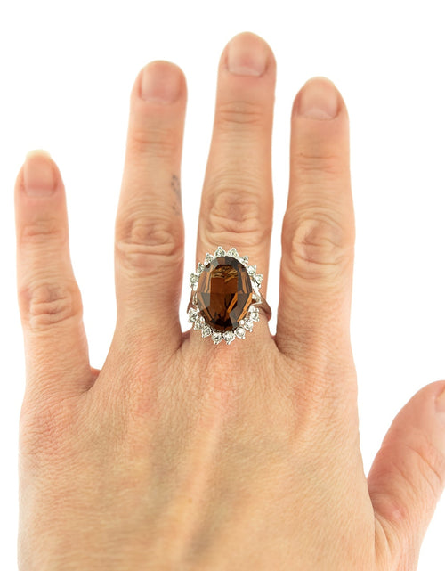 Load image into Gallery viewer, Vintage 1970's Ring Ruby and Clear Austrian Crystals 18k Yellow Gold Plated Band Made in USA by PVD Vintage Jewelry
