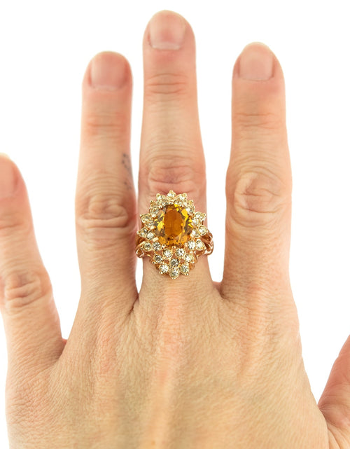 Load image into Gallery viewer, Vintage Women's Austrian Crystal Cocktail Ring 18k Gold Electroplated Birthstone Ring for Women by PVD Vintage Jewelry
