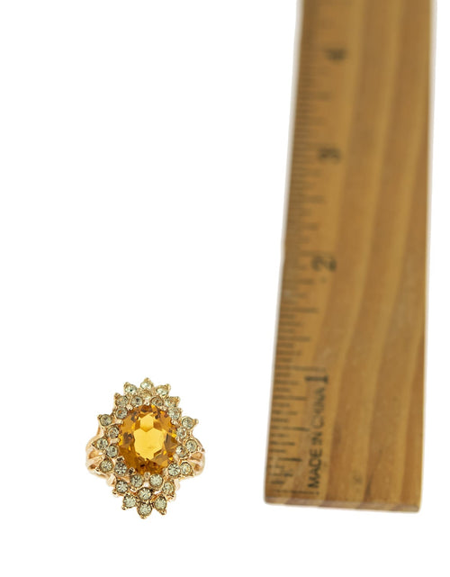 Load image into Gallery viewer, Vintage Women's Austrian Crystal Cocktail Ring 18k Gold Electroplated Birthstone Ring for Women by PVD Vintage Jewelry
