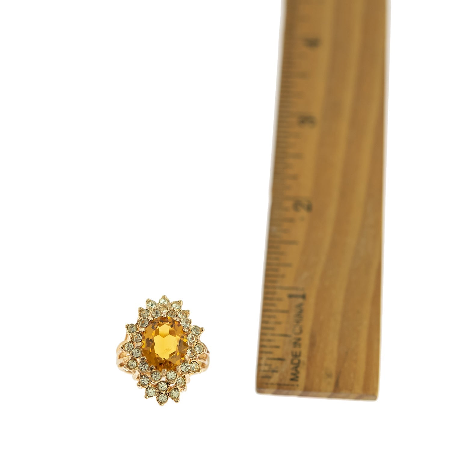 Vintage Women's Austrian Crystal Cocktail Ring 18k Gold Electroplated Birthstone Ring for Women by PVD Vintage Jewelry