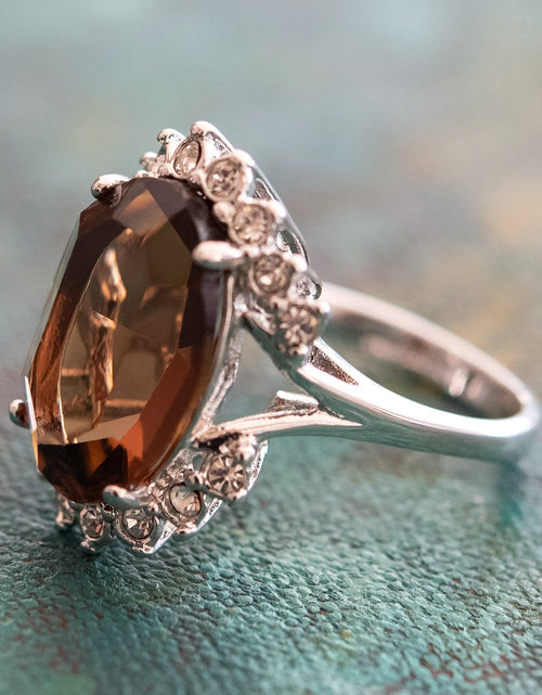 Load image into Gallery viewer, Vintage 1970's Ring Ruby and Clear Austrian Crystals 18k Yellow Gold Plated Band Made in USA by PVD Vintage Jewelry
