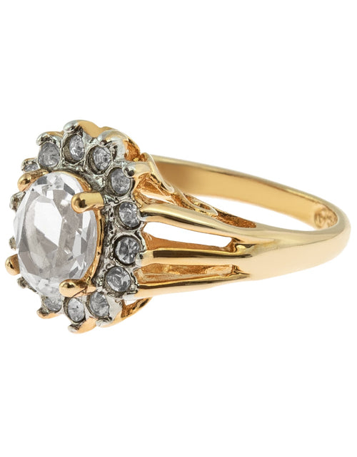 Load image into Gallery viewer, Vintage Jewelry Genuine Stone or Crystal Surrounded by Clear Austrian Crystals Ring Made in the USA by PVD Vintage Jewelry
