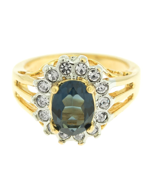 Load image into Gallery viewer, Vintage Jewelry Genuine Stone or Crystal Surrounded by Clear Austrian Crystals Ring Made in the USA by PVD Vintage Jewelry
