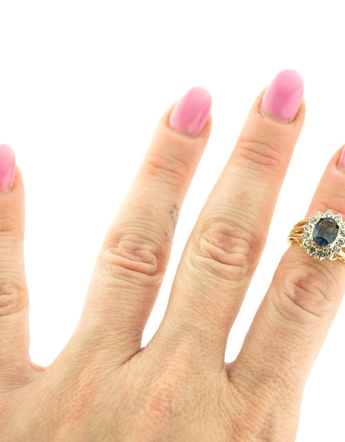 Load image into Gallery viewer, Vintage Jewelry Genuine Stone or Crystal Surrounded by Clear Austrian Crystals Ring Made in the USA by PVD Vintage Jewelry
