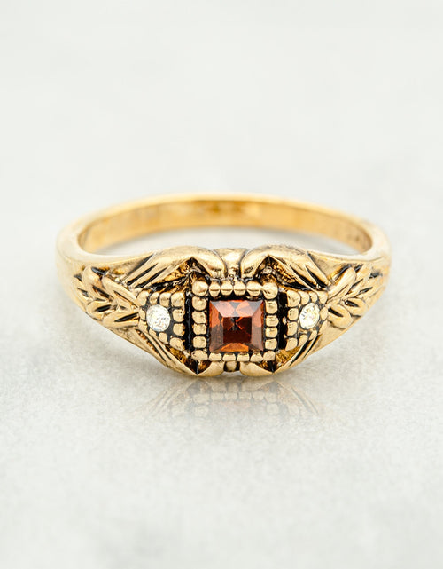 Load image into Gallery viewer, Vintage 1980's Ring Austrian Crystal 18k Antique YellwoWhite Gold Electroplated Made in the USA by PVD Vintage Jewelry
