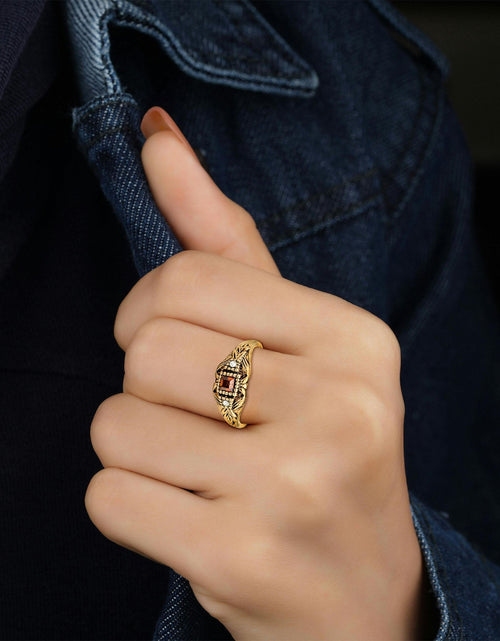Load image into Gallery viewer, Vintage 1980's Ring Austrian Crystal 18k Antique YellwoWhite Gold Electroplated Made in the USA by PVD Vintage Jewelry
