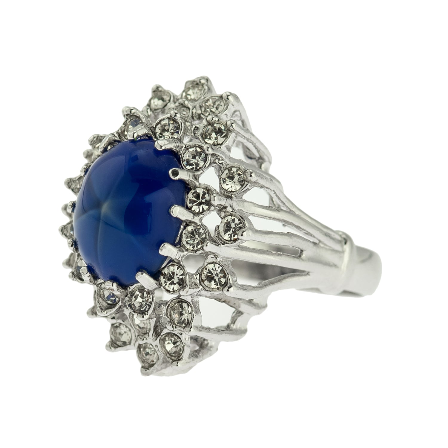 Vintage Women's Austrian Crystal Cocktail Ring 18k Gold Electroplated Birthstone Ring for Women by PVD Vintage Jewelry