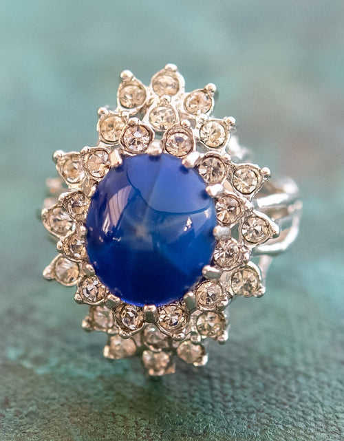 Load image into Gallery viewer, Vintage Women's Austrian Crystal Cocktail Ring 18k Gold Electroplated Birthstone Ring for Women by PVD Vintage Jewelry
