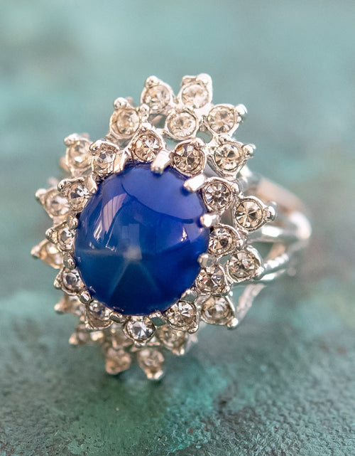 Load image into Gallery viewer, Vintage Women's Austrian Crystal Cocktail Ring 18k Gold Electroplated Birthstone Ring for Women by PVD Vintage Jewelry
