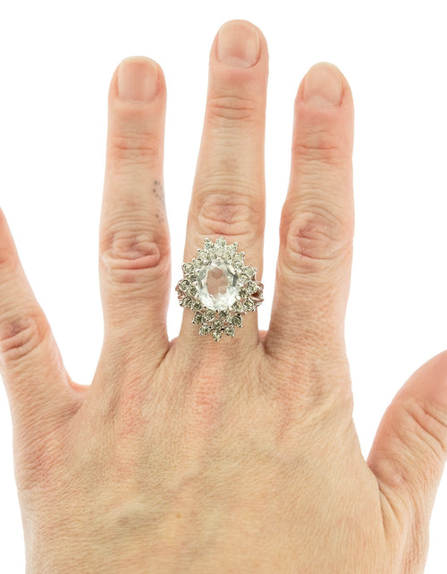Load image into Gallery viewer, Vintage Women's Austrian Crystal Cocktail Ring 18k Gold Electroplated Birthstone Ring for Women by PVD Vintage Jewelry
