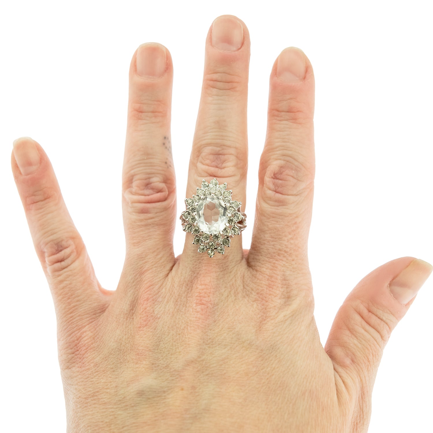 Vintage Women's Austrian Crystal Cocktail Ring 18k Gold Electroplated Birthstone Ring for Women by PVD Vintage Jewelry