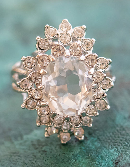 Load image into Gallery viewer, Vintage Women's Austrian Crystal Cocktail Ring 18k Gold Electroplated Birthstone Ring for Women by PVD Vintage Jewelry
