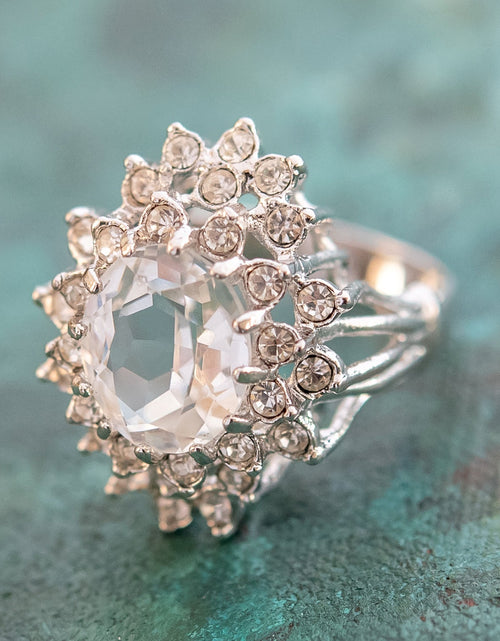 Load image into Gallery viewer, Vintage Women's Austrian Crystal Cocktail Ring 18k Gold Electroplated Birthstone Ring for Women by PVD Vintage Jewelry
