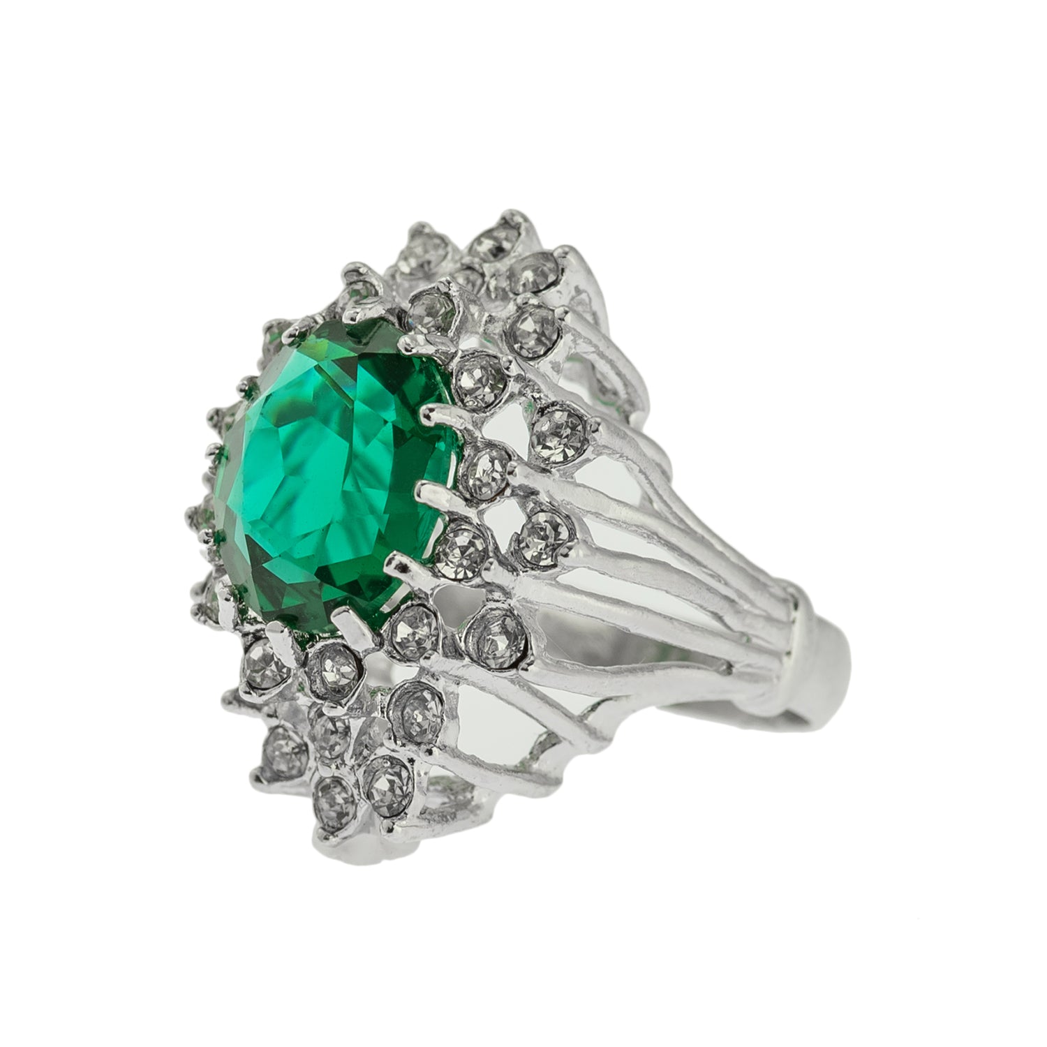 Vintage Women's Austrian Crystal Cocktail Ring 18k Gold Electroplated Birthstone Ring for Women by PVD Vintage Jewelry