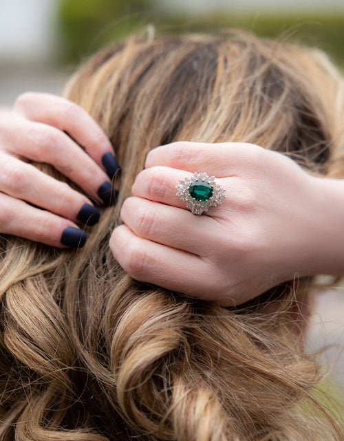 Load image into Gallery viewer, Vintage Women's Austrian Crystal Cocktail Ring 18k Gold Electroplated Birthstone Ring for Women by PVD Vintage Jewelry
