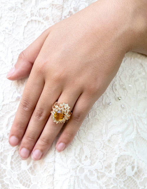 Load image into Gallery viewer, Vintage Women's Austrian Crystal Cocktail Ring 18k Gold Electroplated Birthstone Ring for Women by PVD Vintage Jewelry
