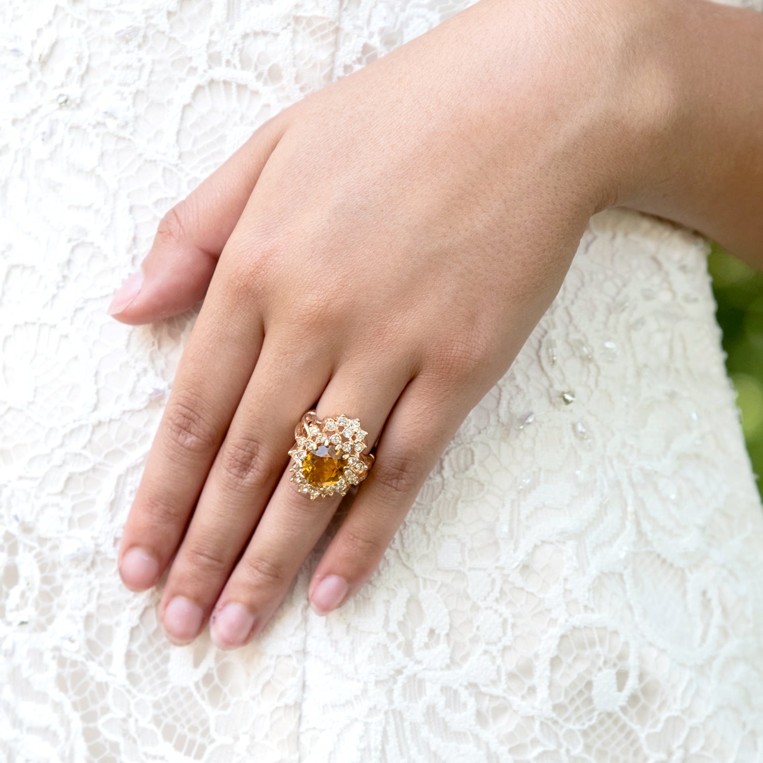 Vintage Women's Austrian Crystal Cocktail Ring 18k Gold Electroplated Birthstone Ring for Women by PVD Vintage Jewelry