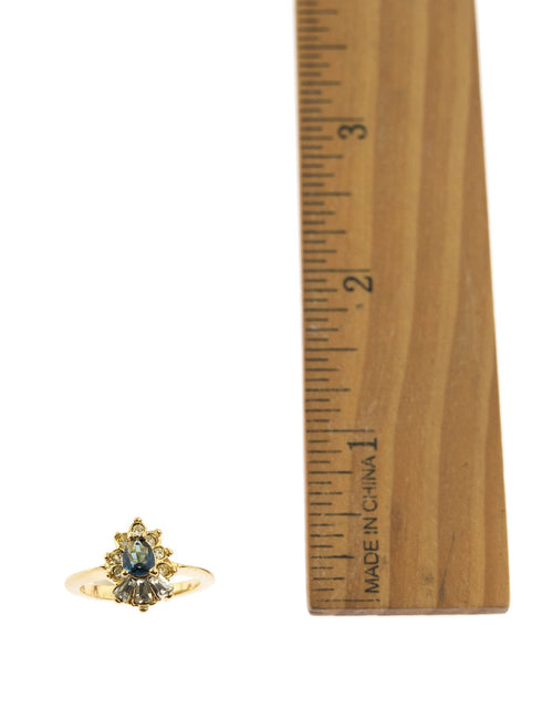 Load image into Gallery viewer, Vintage 1990's Ring Ruby and Clear Austrian Crystals 18k Yellow Gold Plated by PVD Vintage Jewelry
